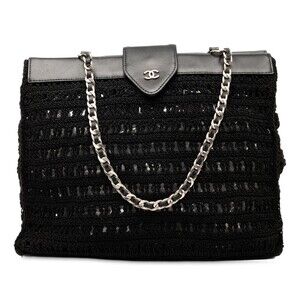 Auth Chanel Cc Crochet Raffia Chain #230517C16B